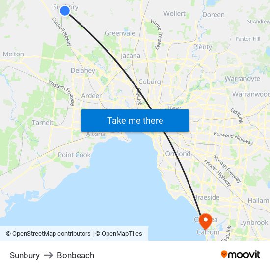 Sunbury to Bonbeach map