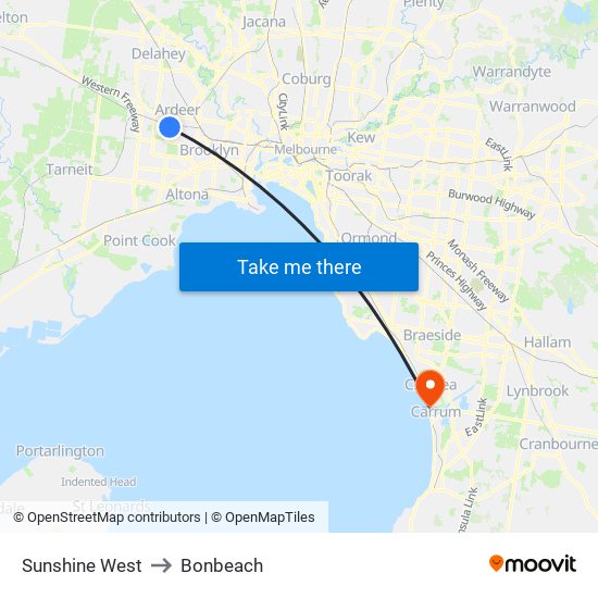 Sunshine West to Bonbeach map