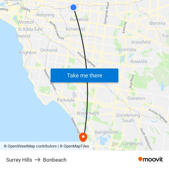 Surrey Hills to Bonbeach map