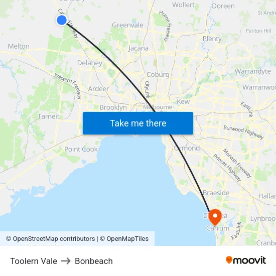 Toolern Vale to Bonbeach map