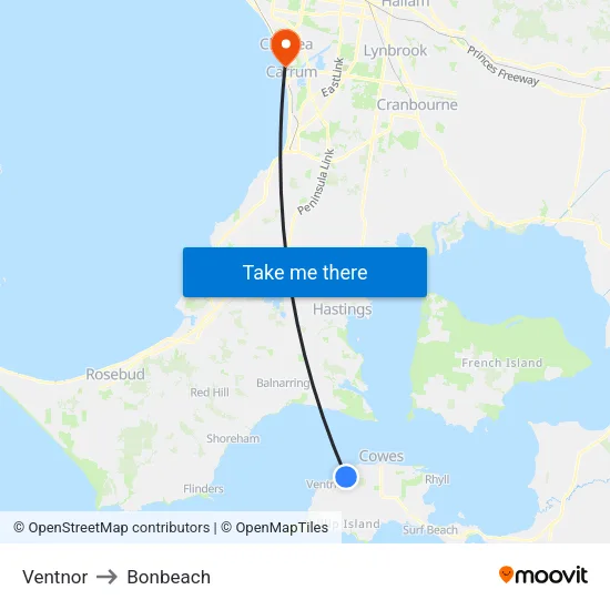 Ventnor to Bonbeach map