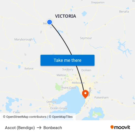 Ascot (Bendigo) to Bonbeach map