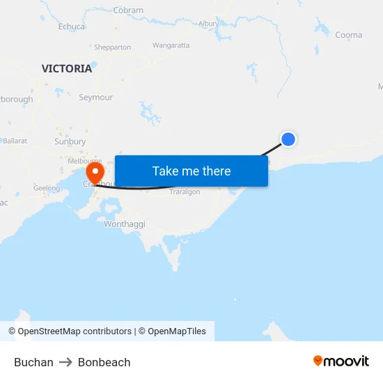 Buchan to Bonbeach map