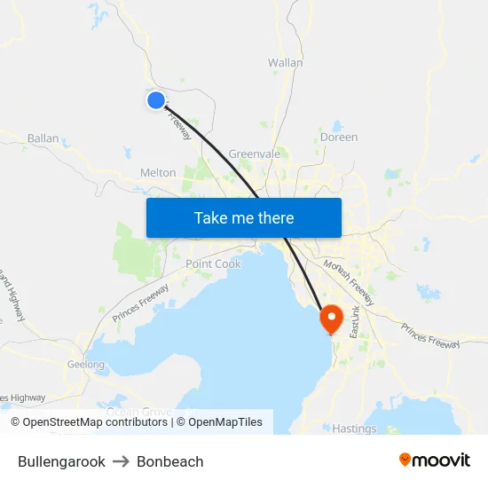 Bullengarook to Bonbeach map