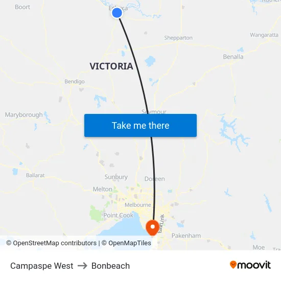 Campaspe West to Bonbeach map