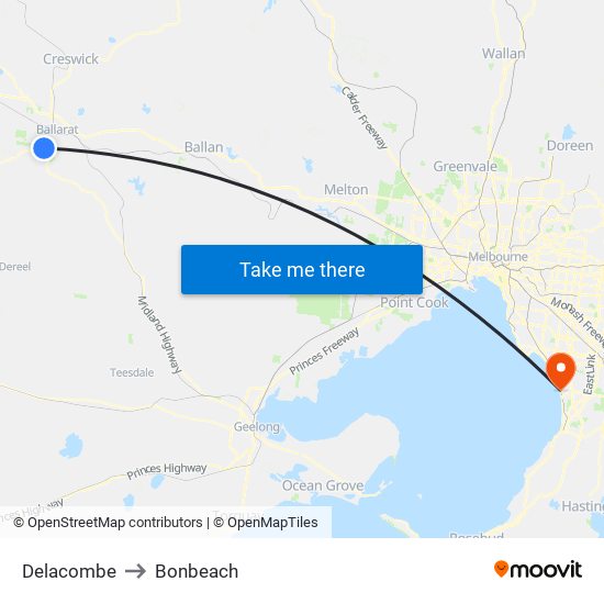 Delacombe to Bonbeach map