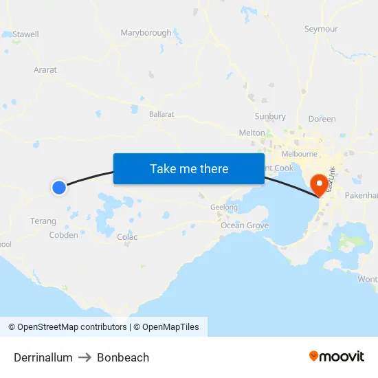 Derrinallum to Bonbeach map