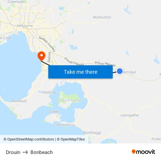 Drouin to Bonbeach map