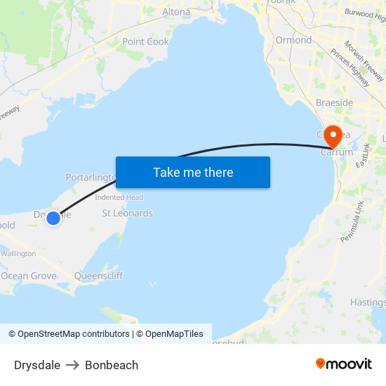 Drysdale to Bonbeach map