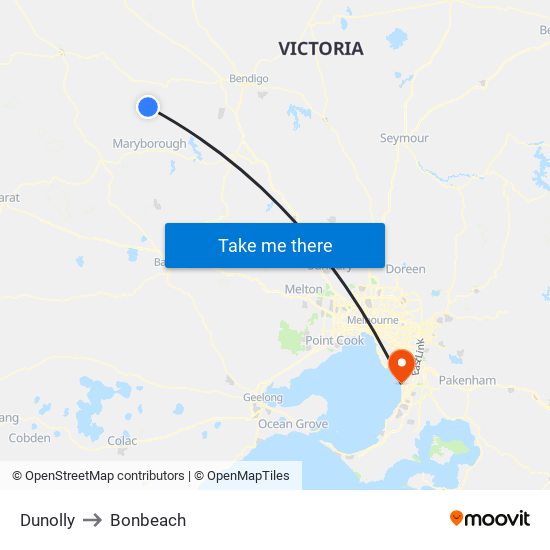 Dunolly to Bonbeach map