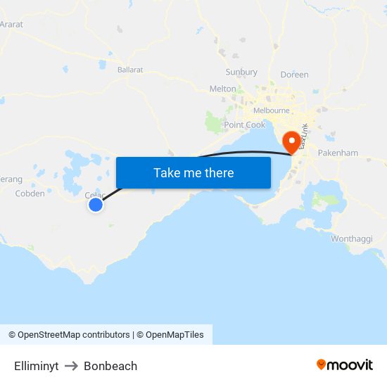 Elliminyt to Bonbeach map