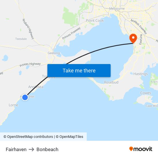 Fairhaven to Bonbeach map