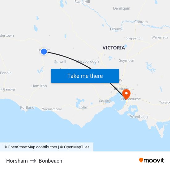 Horsham to Bonbeach map