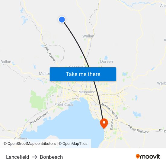 Lancefield to Bonbeach map