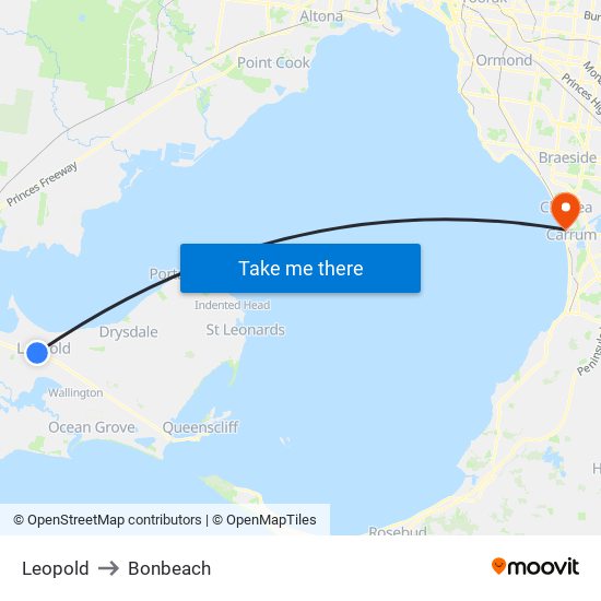 Leopold to Bonbeach map