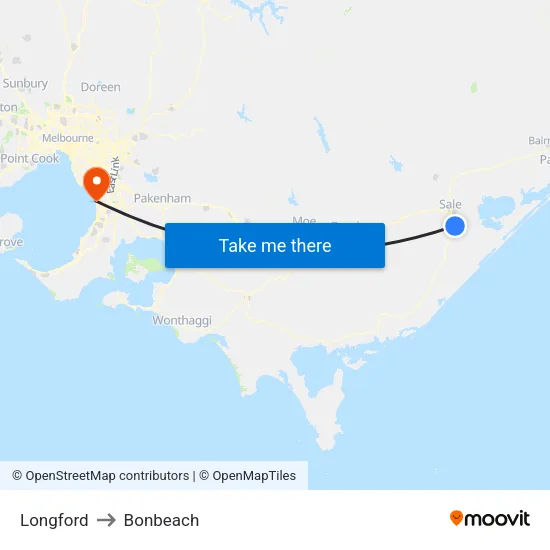 Longford to Bonbeach map