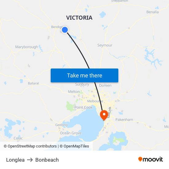 Longlea to Bonbeach map