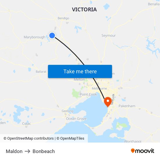 Maldon to Bonbeach map