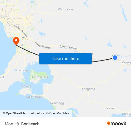 Moe to Bonbeach map