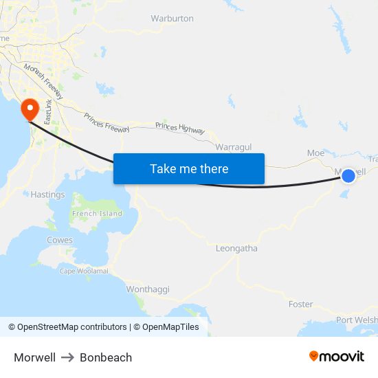 Morwell to Bonbeach map