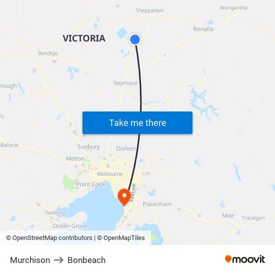 Murchison to Bonbeach map