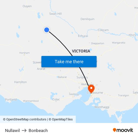 Nullawil to Bonbeach map