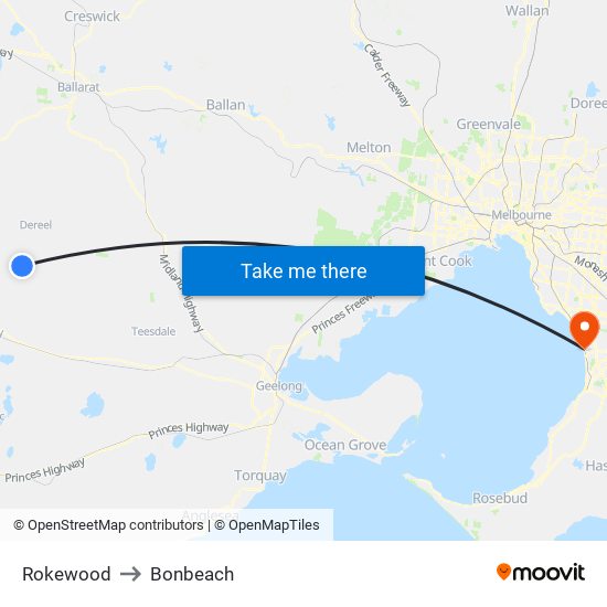 Rokewood to Bonbeach map