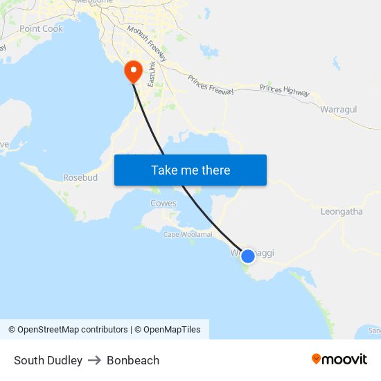 South Dudley to Bonbeach map