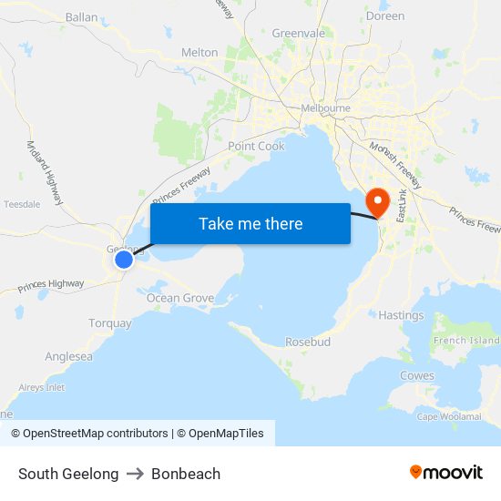 South Geelong to Bonbeach map