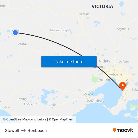 Stawell to Bonbeach map