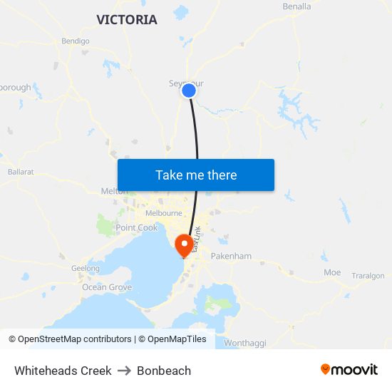 Whiteheads Creek to Bonbeach map