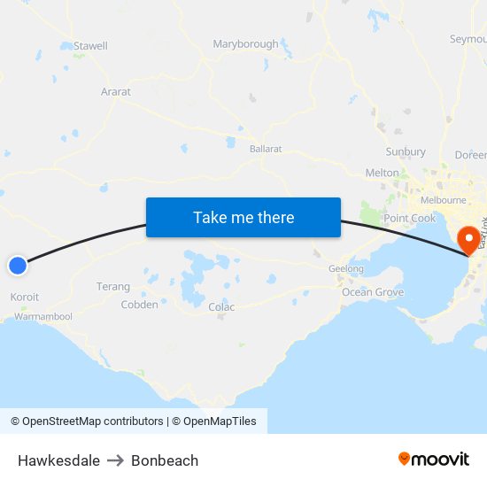 Hawkesdale to Bonbeach map