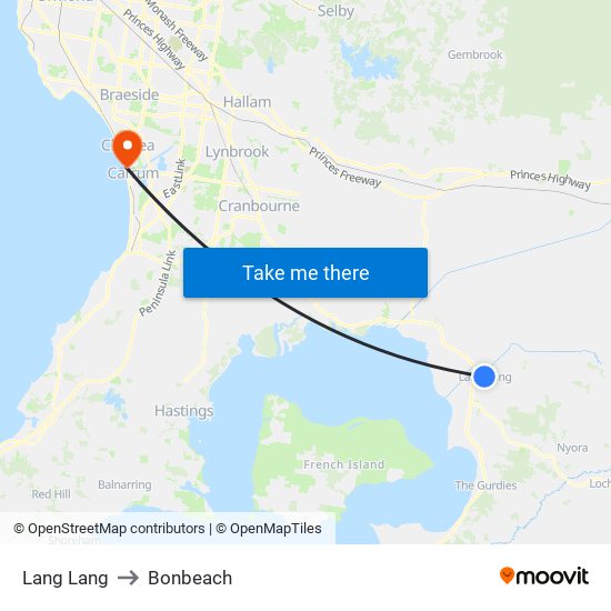 Lang Lang to Bonbeach map