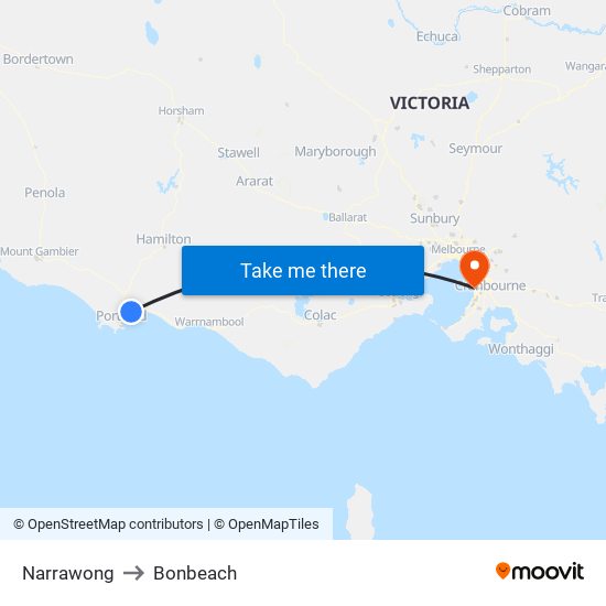 Narrawong to Bonbeach map