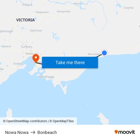 Nowa Nowa to Bonbeach map
