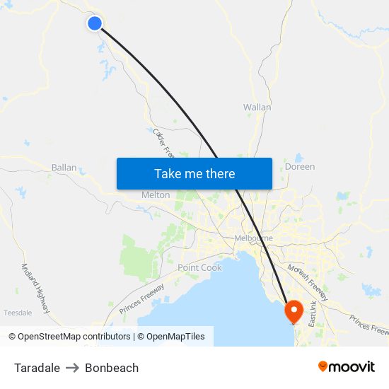 Taradale to Bonbeach map