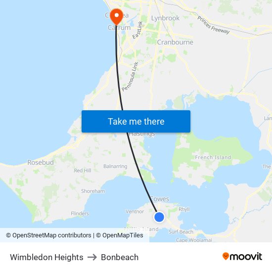 Wimbledon Heights to Bonbeach map