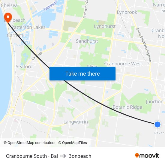 Cranbourne South - Bal to Bonbeach map