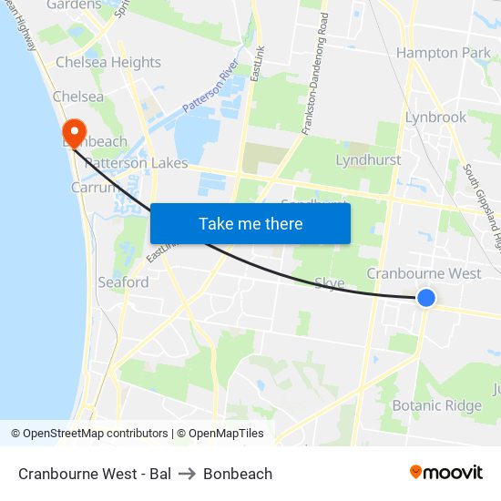 Cranbourne West - Bal to Bonbeach map