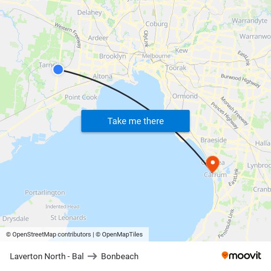 Laverton North - Bal to Bonbeach map