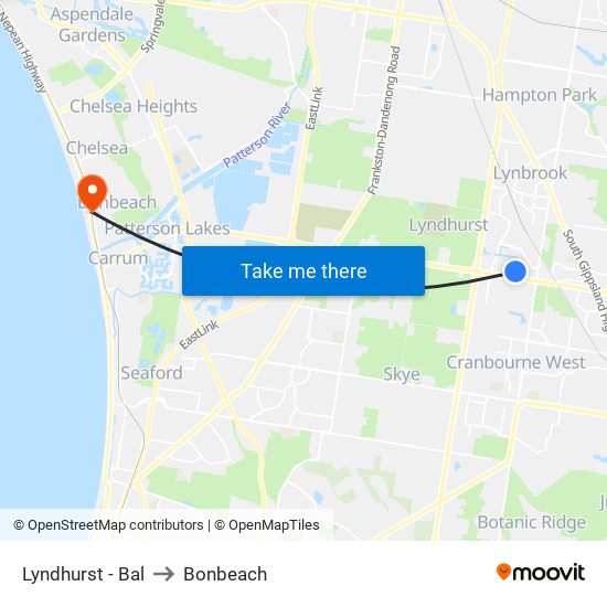 Lyndhurst - Bal to Bonbeach map