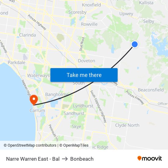 Narre Warren East - Bal to Bonbeach map
