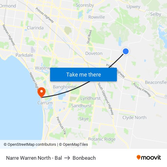 Narre Warren North - Bal to Bonbeach map