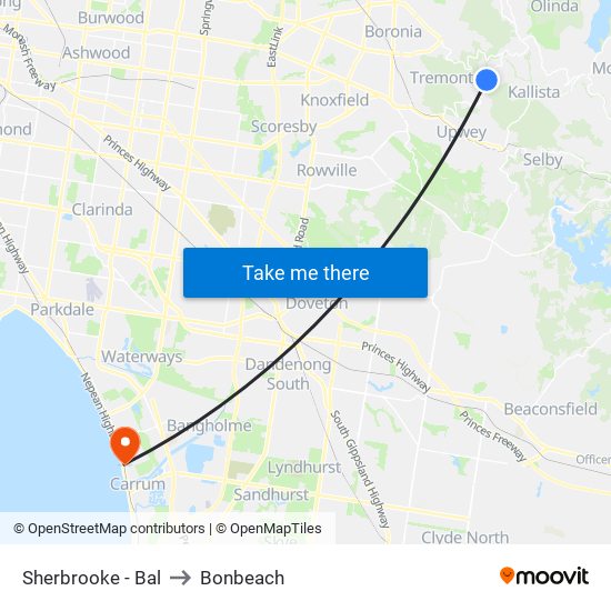 Sherbrooke - Bal to Bonbeach map