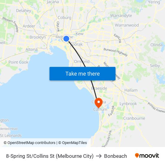 8-Spring St/Collins St (Melbourne City) to Bonbeach map