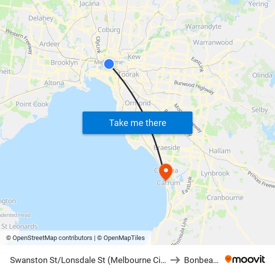 Swanston St/Lonsdale St (Melbourne City) to Bonbeach map