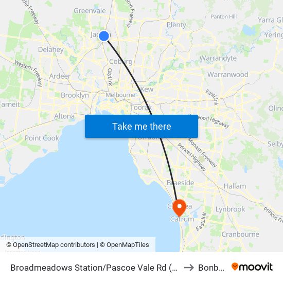 Broadmeadows Station/Pascoe Vale Rd (Broadmeadows) to Bonbeach map