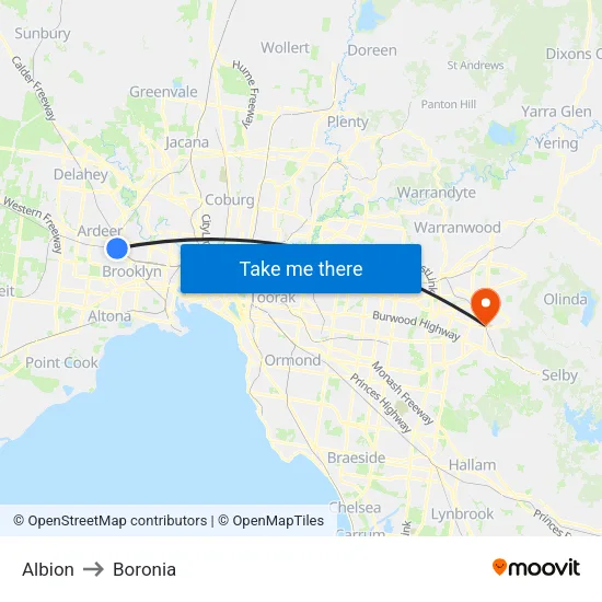 Albion to Boronia map
