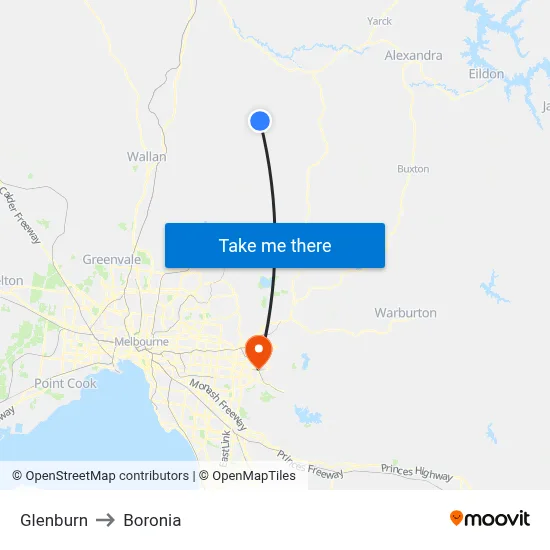 Glenburn to Boronia map