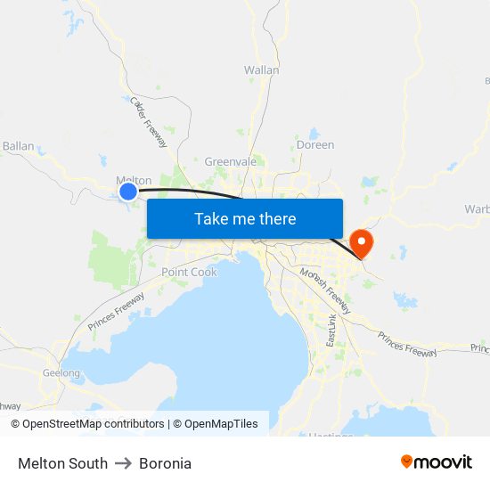 Melton South to Boronia map